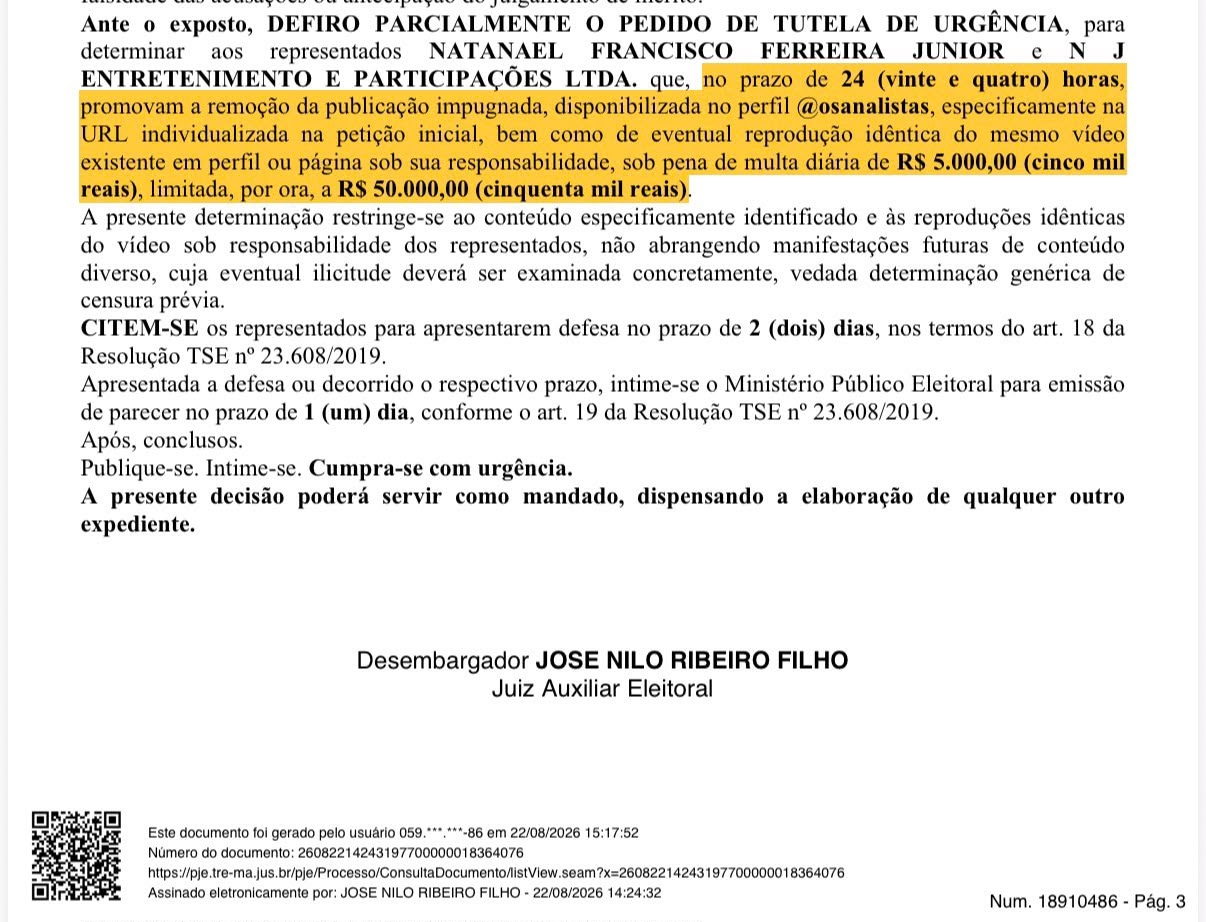 TRE-MA manda Os Analistas retirar vídeo contra Iracema sob pena de multa de R$ 50 mil