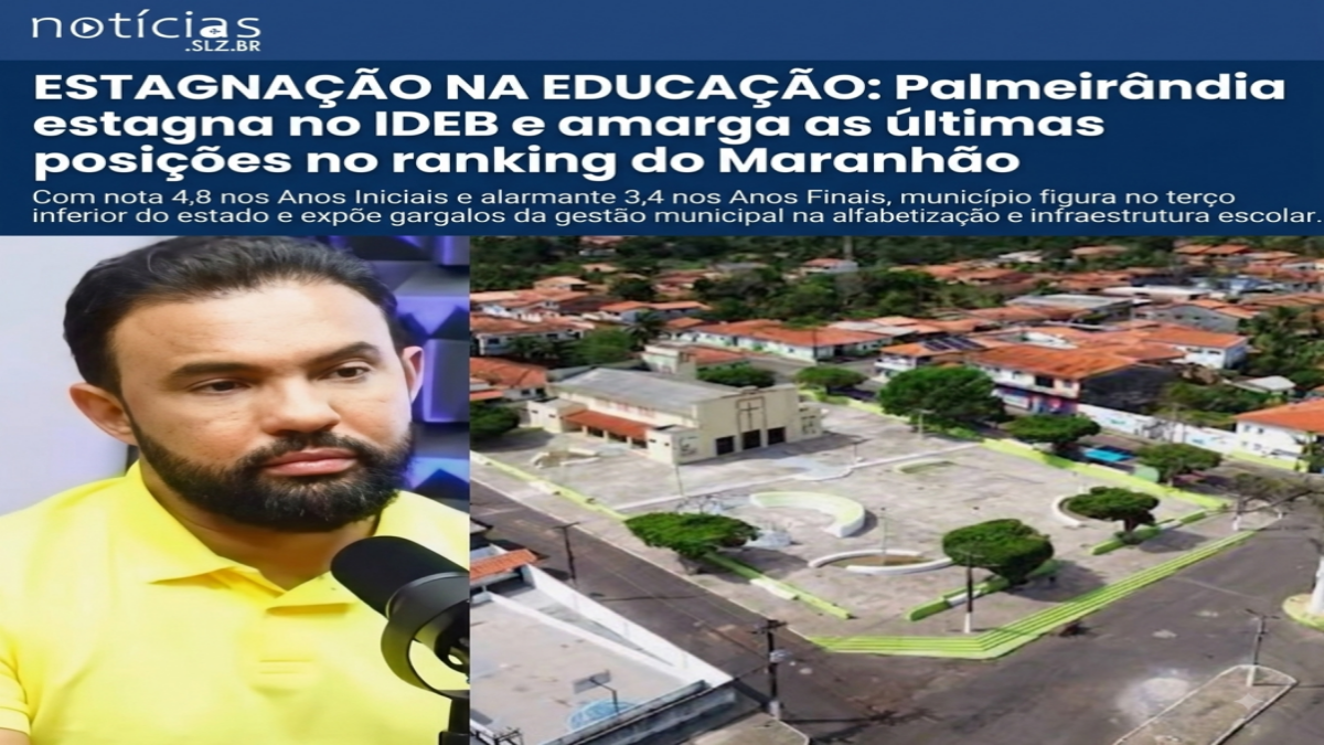 ESTAGNAÇÃO NA EDUCAÇÃO: Palmeirândia estagna no IDEB e amarga as últimas posições no ranking do Maranhão